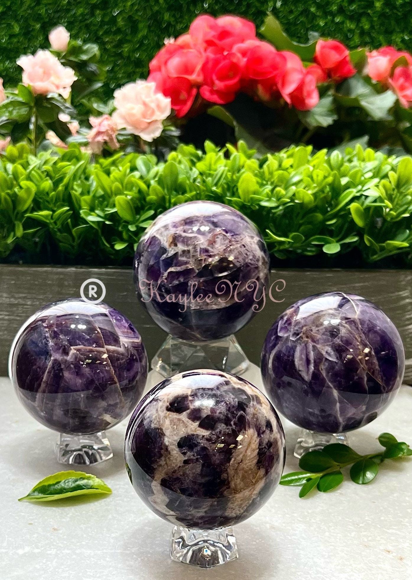 Wholesale Lot 4-5 Pcs Natural Chevron Amethyst Sphere Crystal Ball Nice Quality Healing Energy