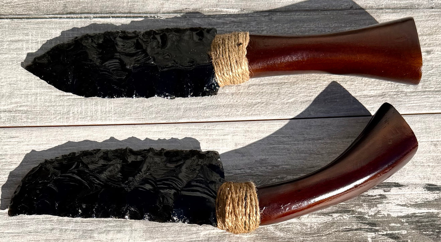 2 pcs Natural Obsidian Dagger & Knife Crystal Healing Energy