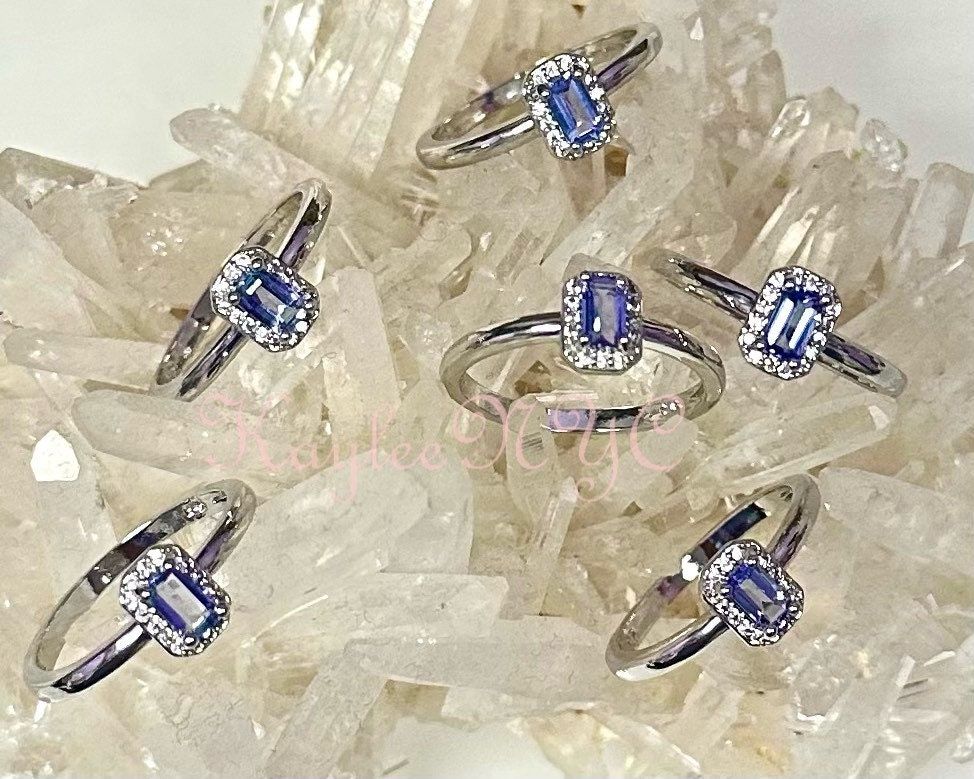 Wholesale Lot 6 pcs Natural Tanzanite Ring White Bronze