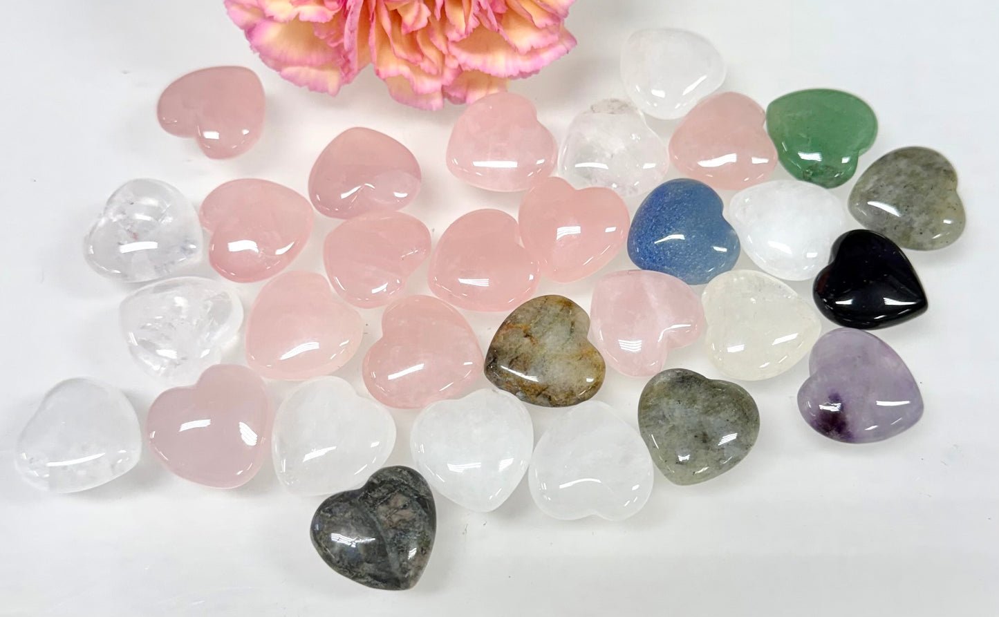 Wholesale Lot 30 Pcs 20mm Mix Crystal Hearts Nice Quality Healing Energy