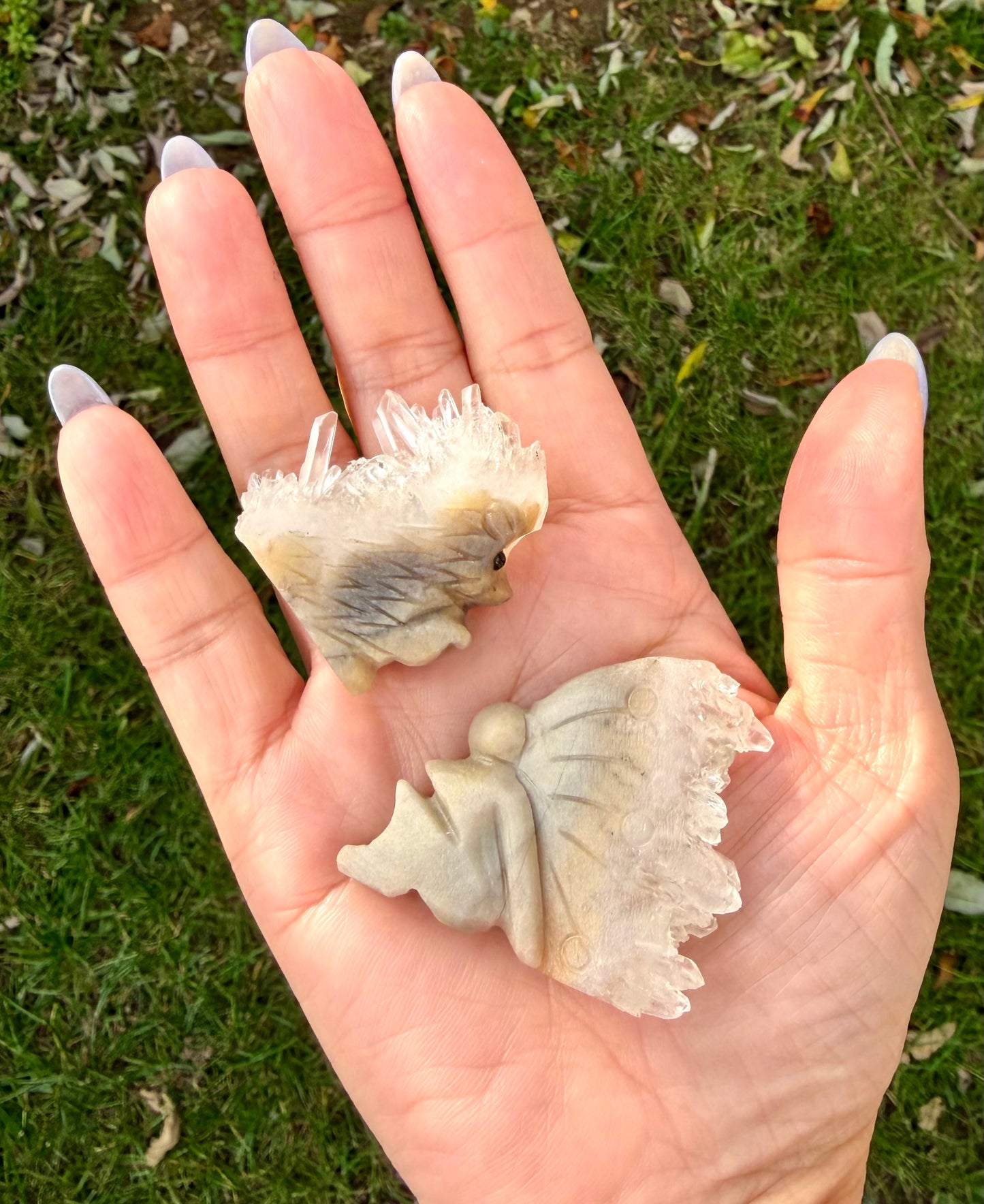 6 pcs Natural Quartz Hedgehog and Fairy Crystals Healing Energy