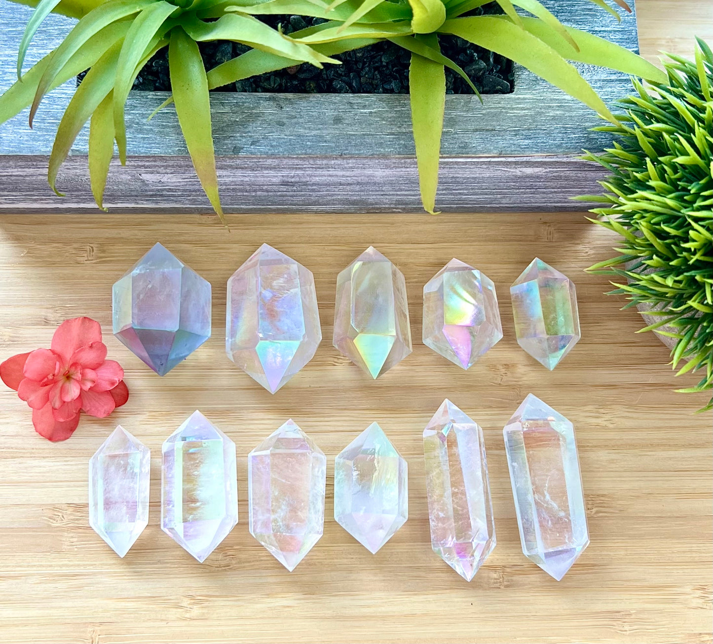 1 lb Angel Aura Clear Quartz Double Terminated Point