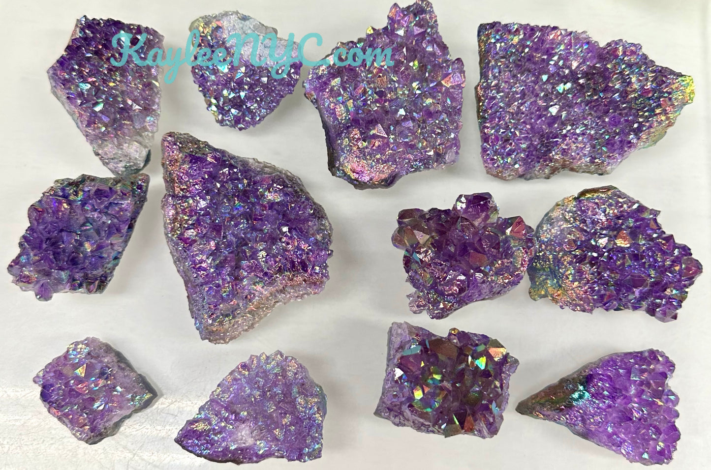 Wholesale Lot 2 Lbs Aura Amethyst Cluster Crystal Raw Nice Quality