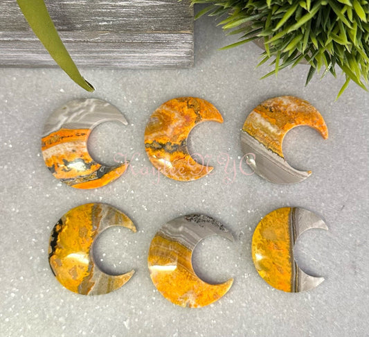 Wholesale Lot 6 PCs Natural Bumblebee Jasper Moons Healing Energy