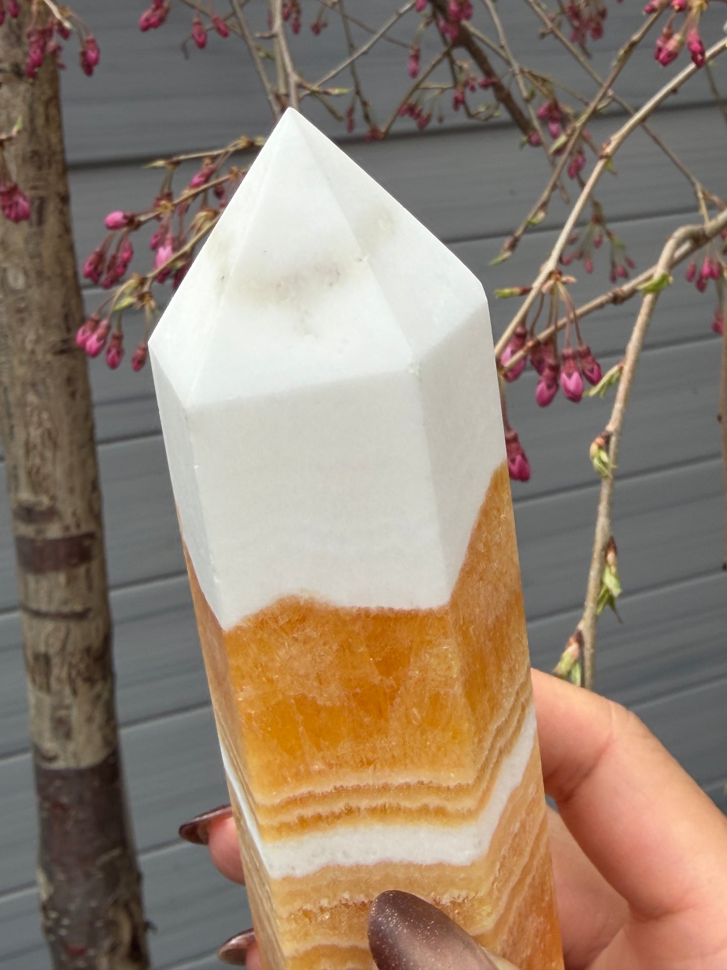 Wholesale Lot 3 pcs Natural Orange Calcite tower Obelisk Point Crystal Healing