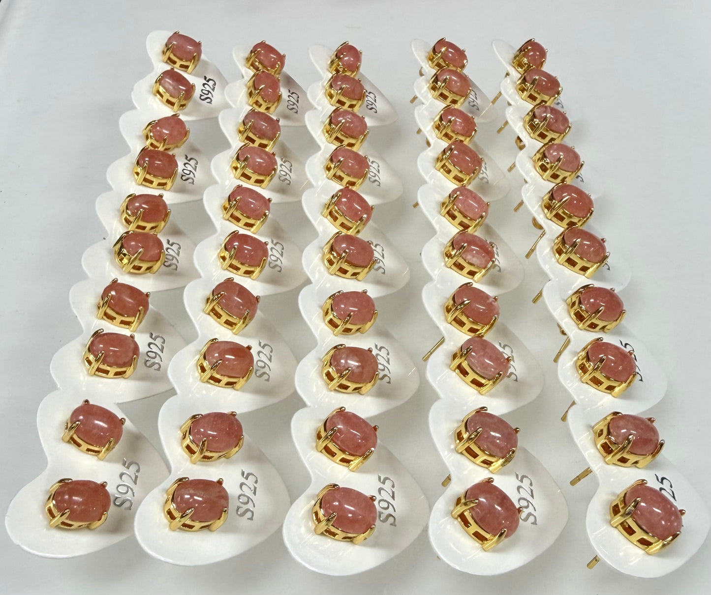 Wholesale Lot 5 Pairs Natural Rhodochrosite Sterling Silver(925) Earring Studs 6mm