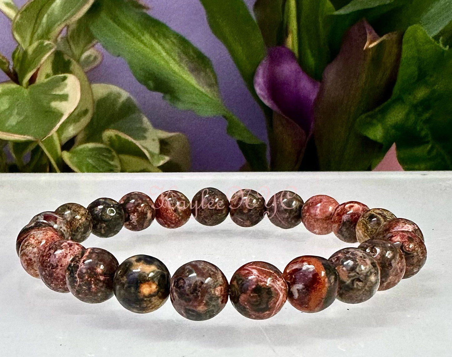 Wholesale Lot 6 Pcs Natural Leopard Skin 8mm 7.5” Crystal Healing Stretch Bracelet