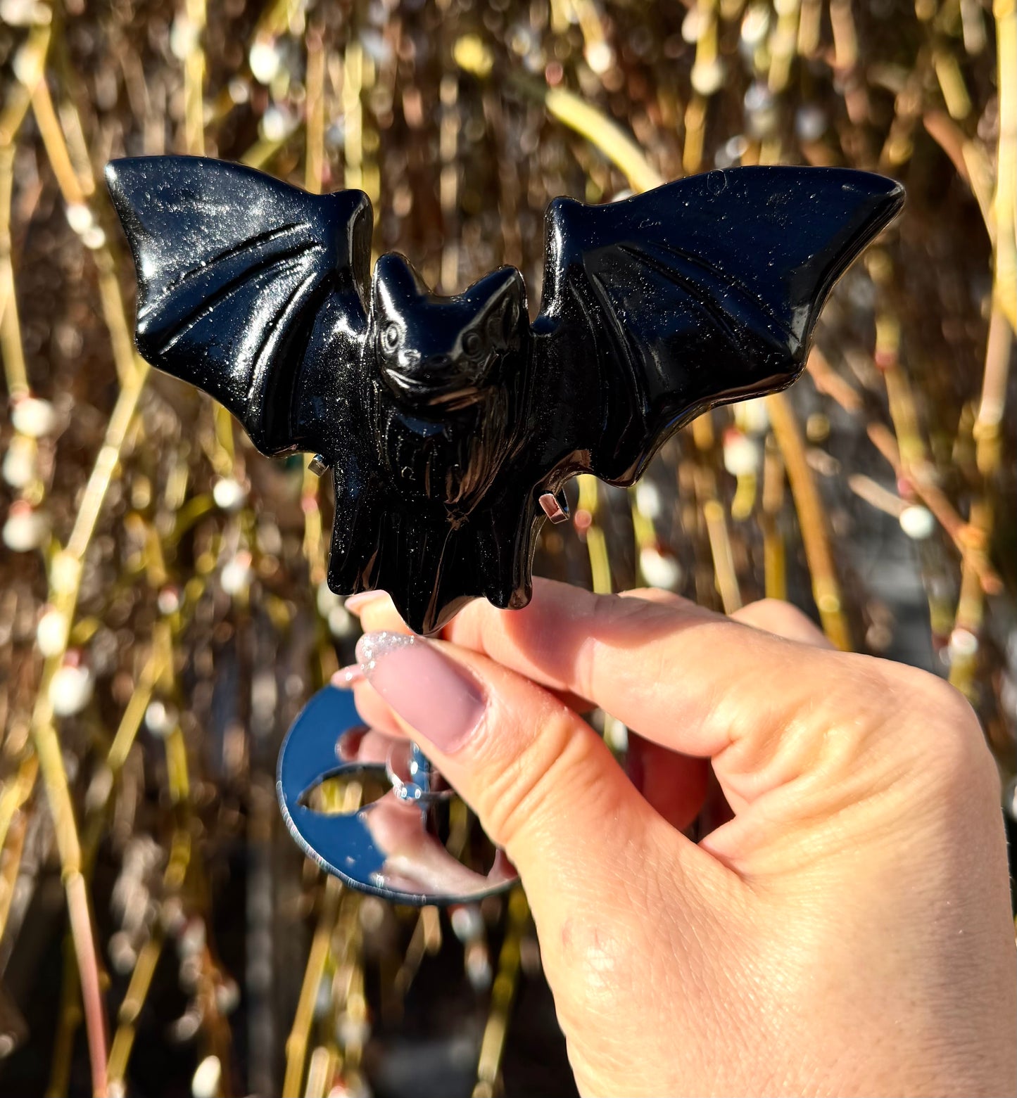 Wholesale Lot 4 PCs Black Obsidian Bats with stand Healing Energy