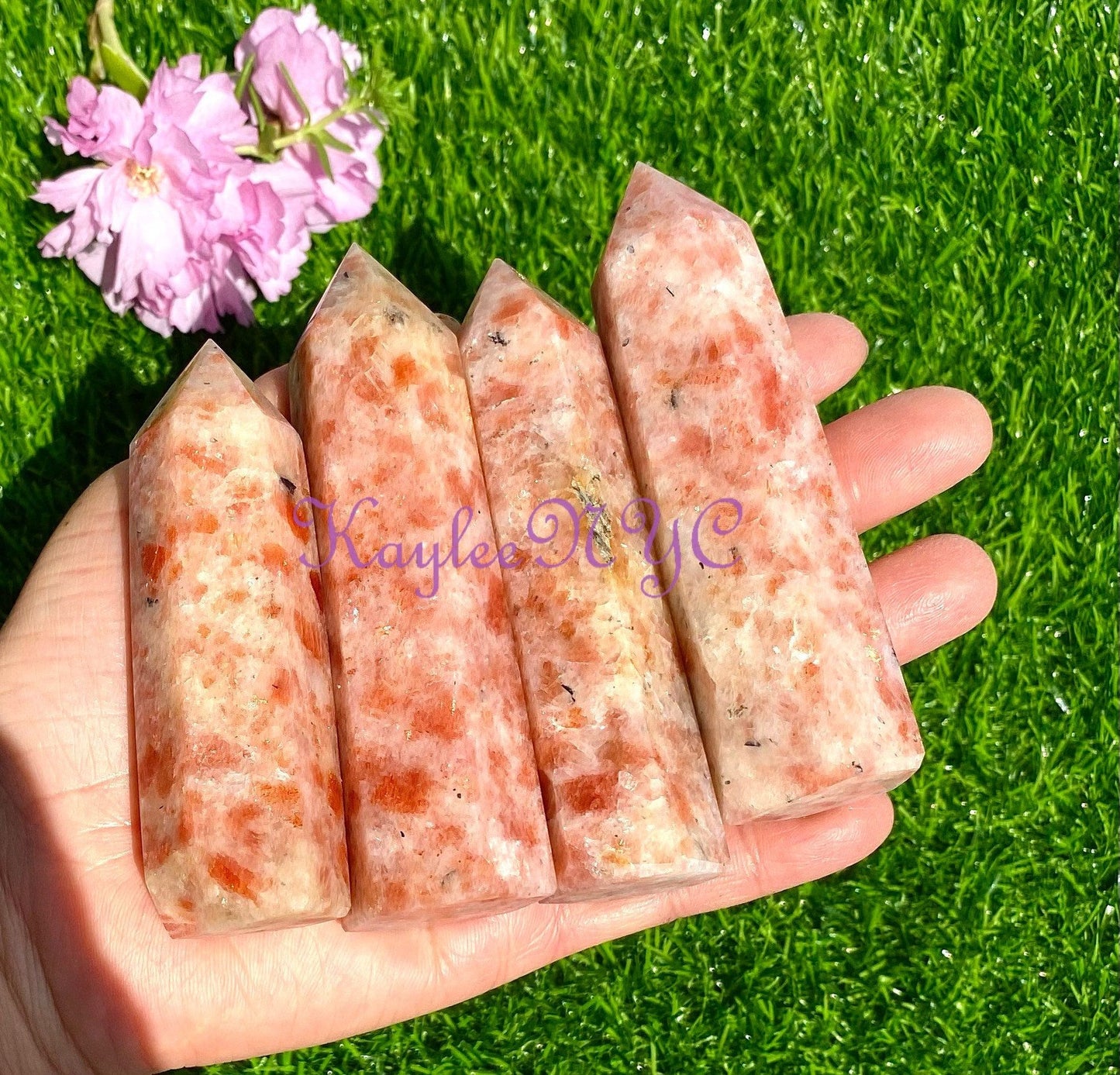 Wholesale Lot 1 lb Natural Sunstone Tower Obelisk Point Wand Crystal Energy Healing