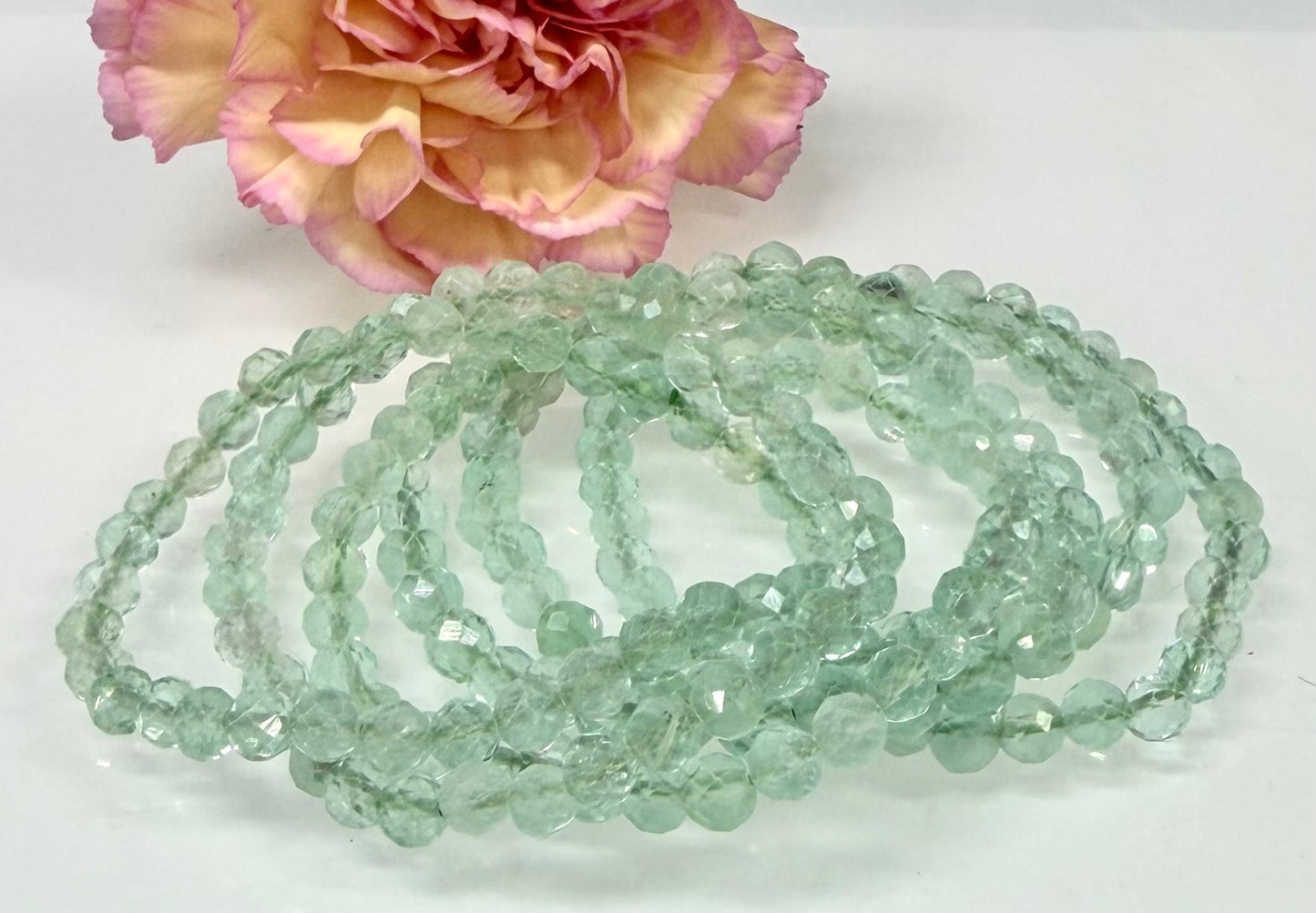 Wholesale Lot 6 Pcs Natural Green Fluorite Faceted 6mm 7.5” Crystal Healing Stretch Bracelet