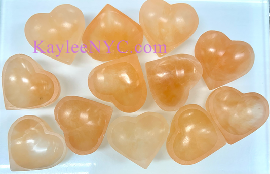 12PCs large Natural Peach Selenite aka Satin Spar Heart Bowl ~6cm