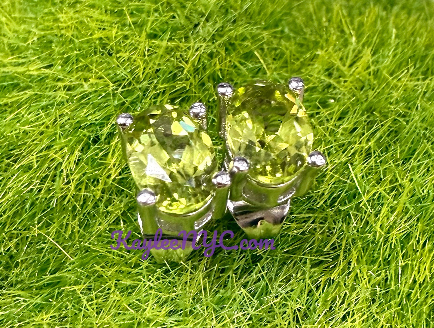 Wholesale Lot 5 Pairs Natural Peridot Sterling Silver(925) Earring Studs 5x7mm