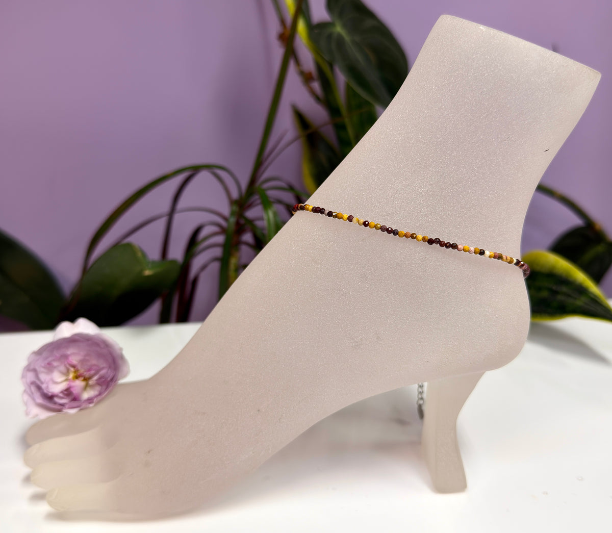6 PCs 2mm Natural Mookaite Jasper Anklet Crystals Healing Energy