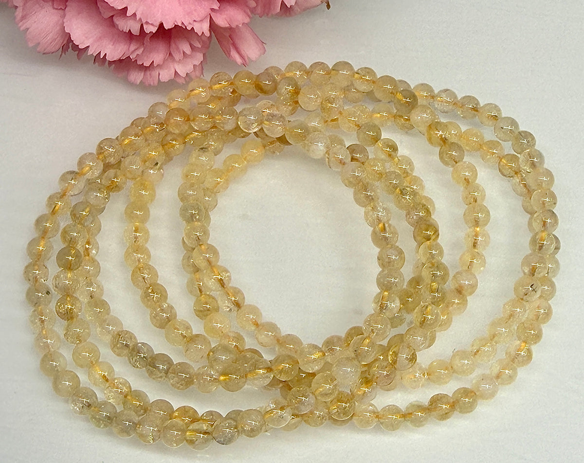 Wholesale Lot 6 Pcs Citrine 4mm 7.5” Crystal Healing Stretch Bracelet