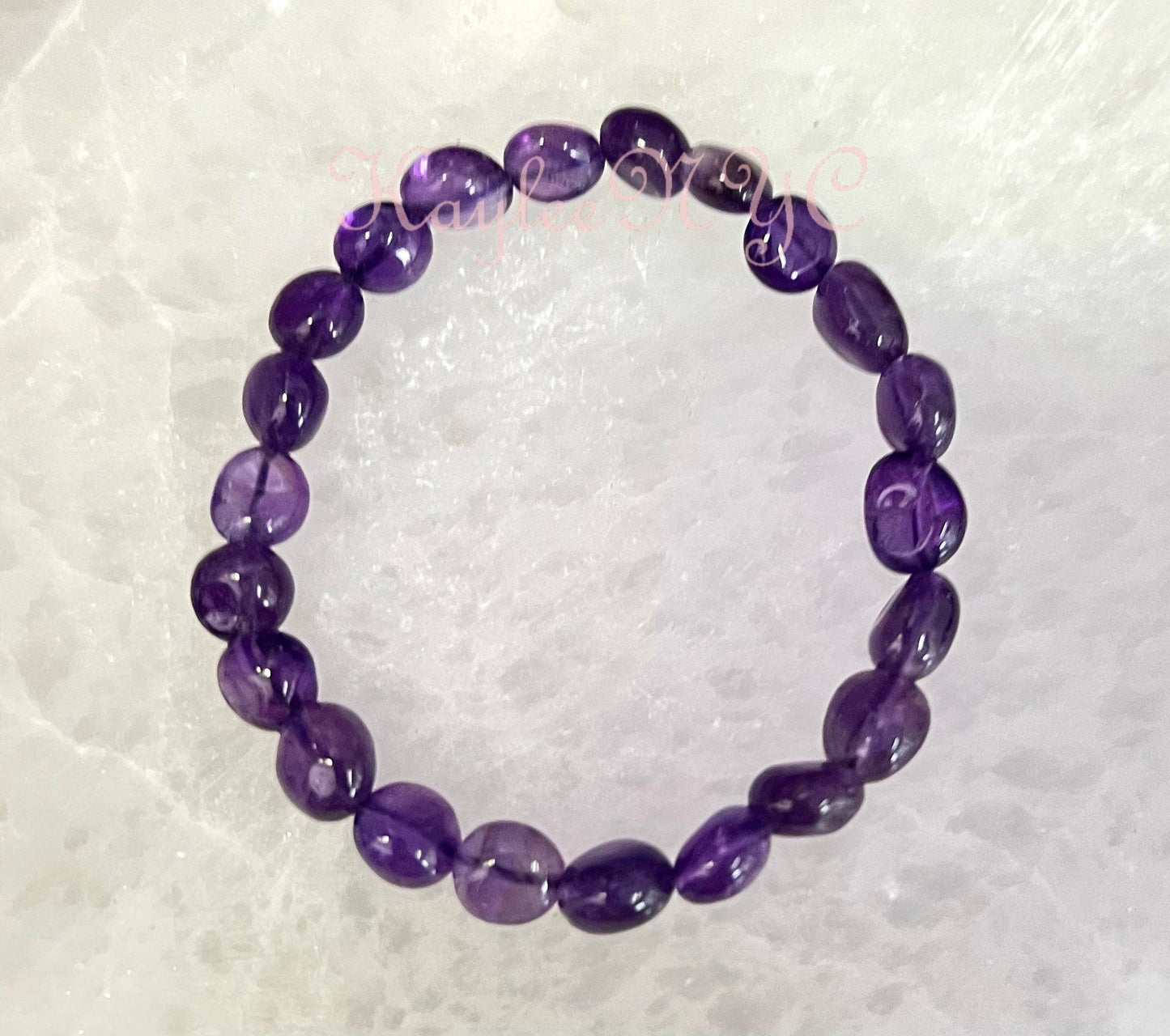 Wholesale 6 Pcs ~8mm 7.5” Natural Amethyst tumble Stretch Bracelet Crystal Healing Energy