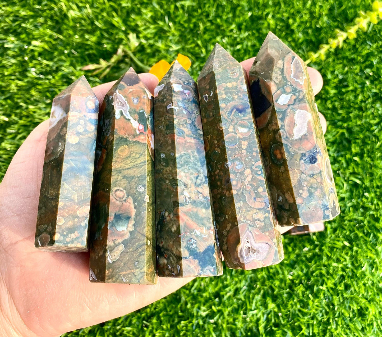 Wholesale Lot 1 lb Natural Rainforest Jasper Obelisk aka Rhyolite Tower Point Crystal Healing Energy