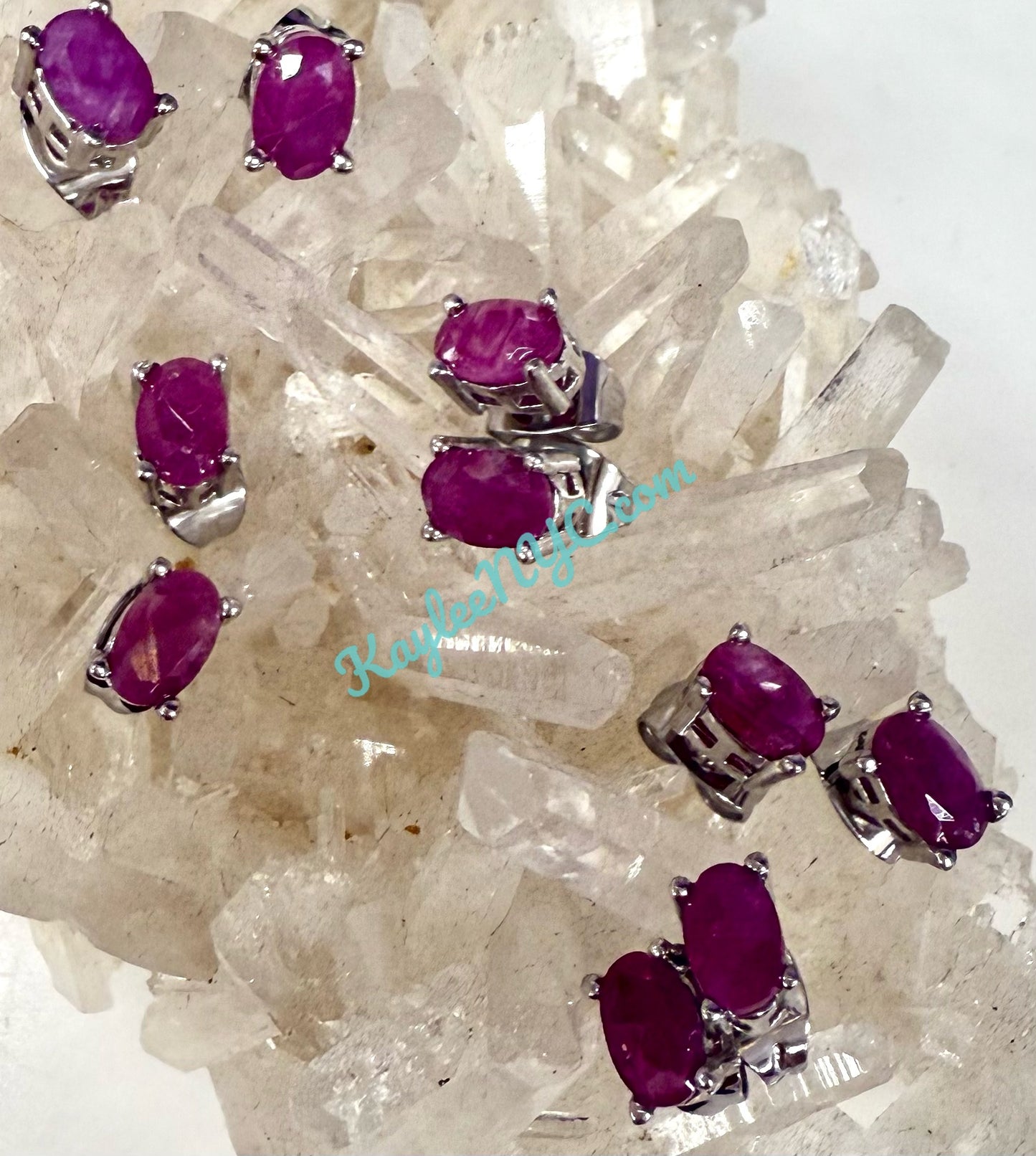 Wholesale Lot 5 Pairs Natural Ruby Sterling Silver(925) Earring Studs 4x6mm