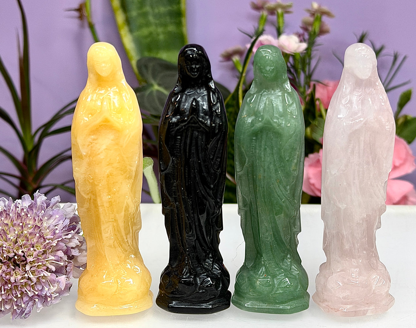 4PCs 10cm Natural Crystals Virgin Mary Healing Energy