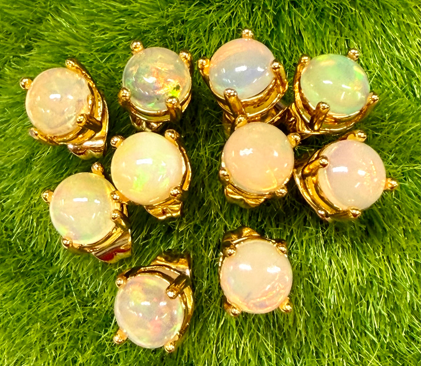 Wholesale 5 Pairs Natural Opal Sterling Silver(925) Posts 6mm
