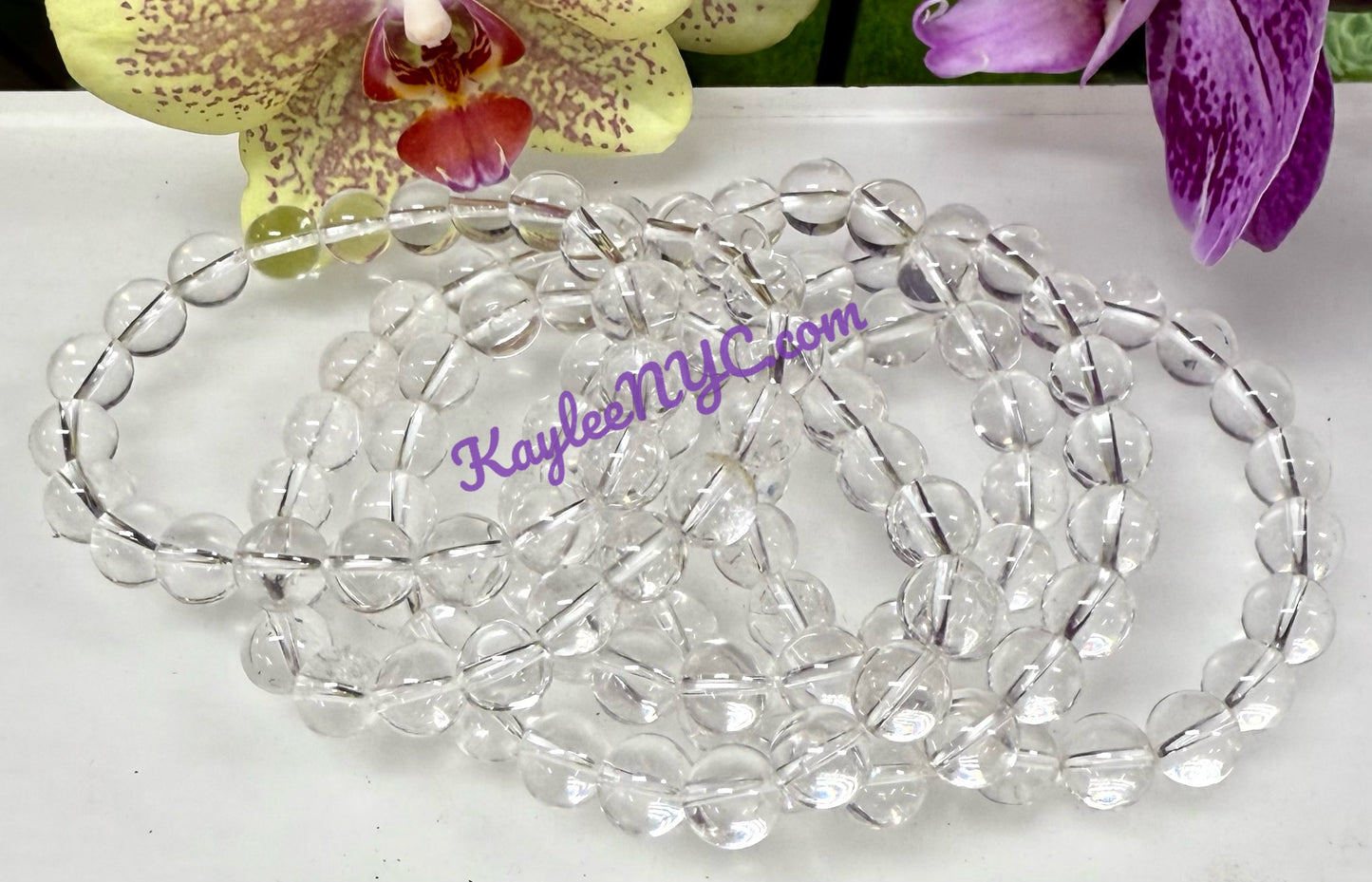 Wholesale Lot 6 Pcs Natural Clear Quartz 10mm 8” Crystal Healing Stretch Bracelet
