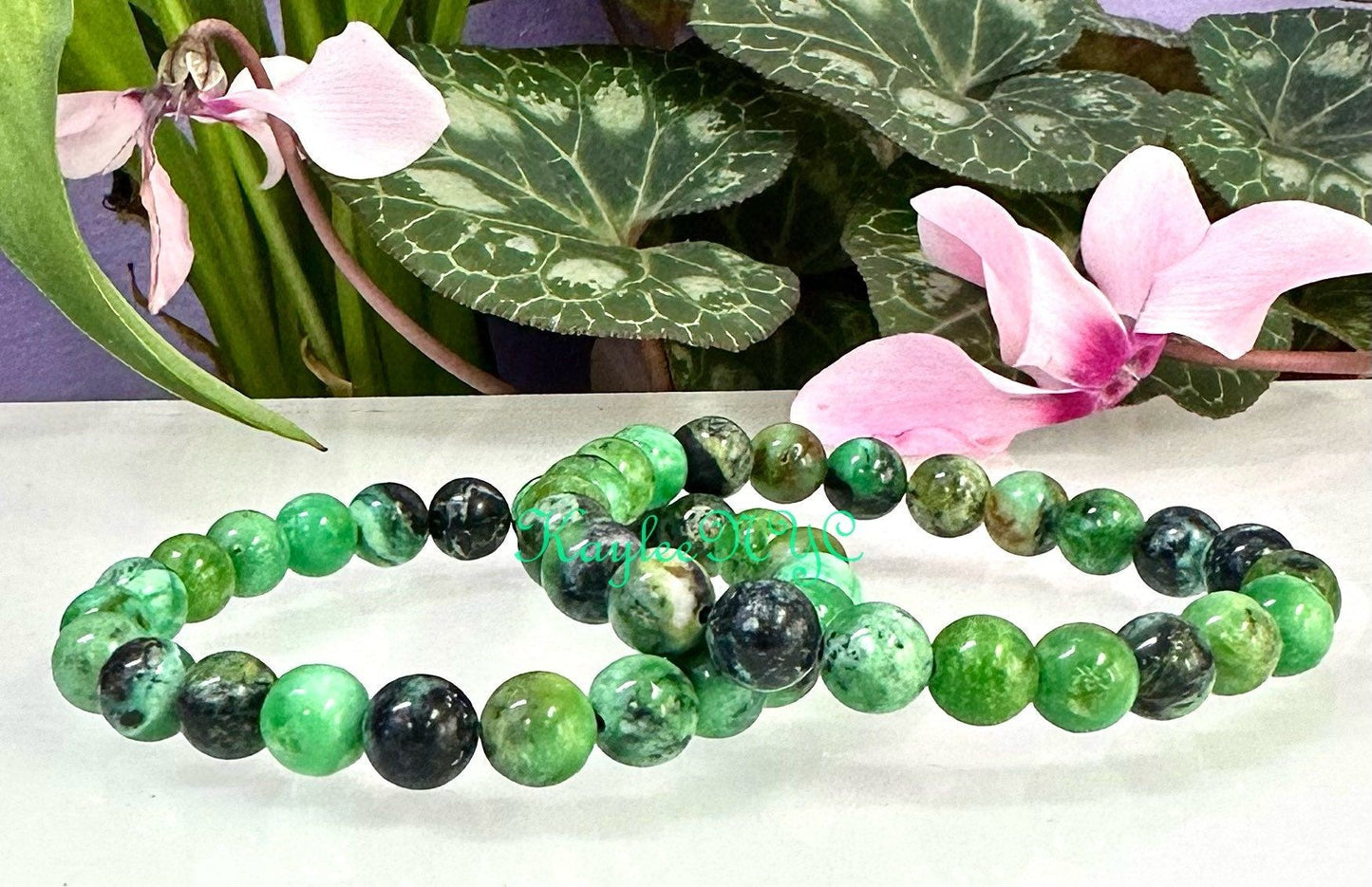 Wholesale Lot 6 Pcs Natural Variscite 8mm 7.5” Crystal Healing Stretch Bracelet