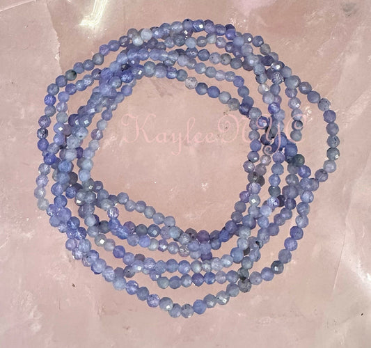 Wholesale Lot 6 Pcs Natural Tanzanite 3mm Faceted 7.5” Crystal Healing Stretch Bracelet