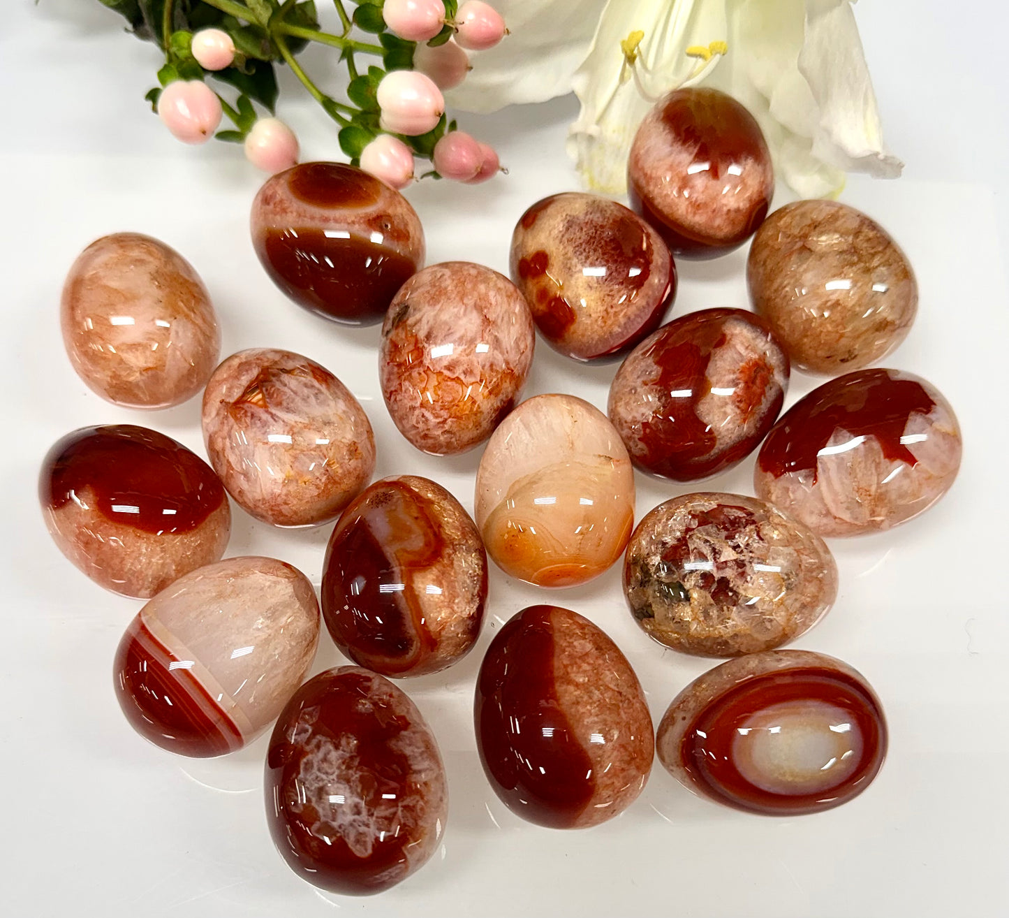 Wholesale Lot 17 pcs Natural Carnelian crystals Egg