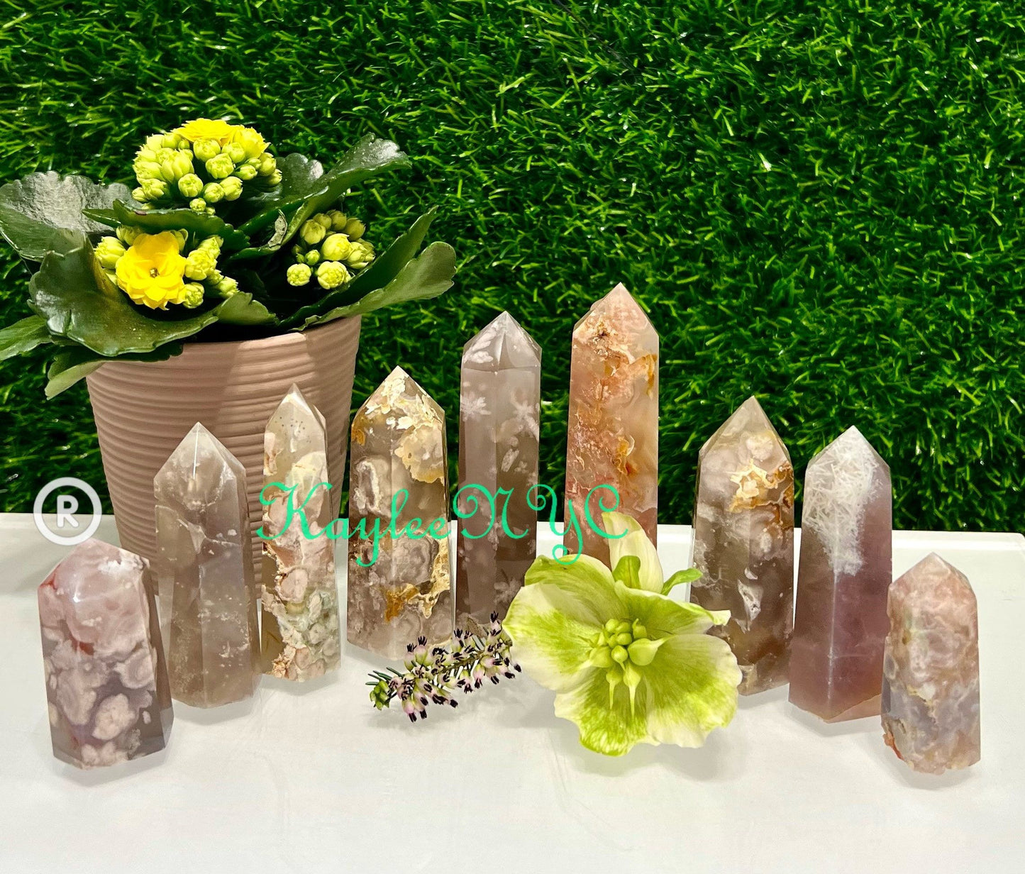 Wholesale Lot 1 Lb Natural Flower Agate Obelisk Point Crystal Healing Energy