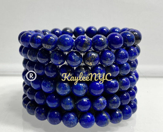 Wholesale 6 Pcs Natural Lapis Lazuli 8mm 7.5” Crystal Healing Stretch Bracelet