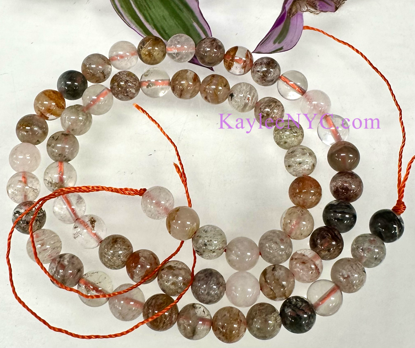 3 strands 6mm Natural Thousand Layer Phantom Quartz Beads