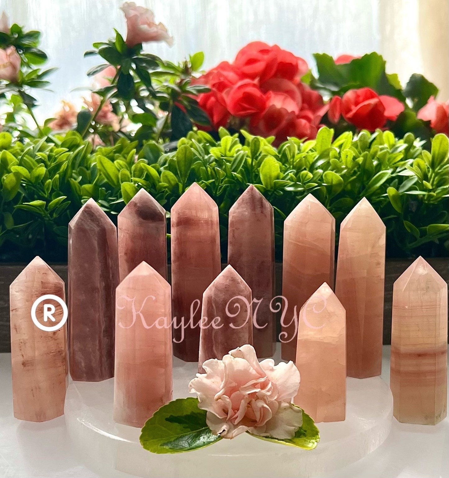 Wholesale Lot 2 Lbs Natural Strawberry Calcite Obelisk Tower Point Crystal Energy