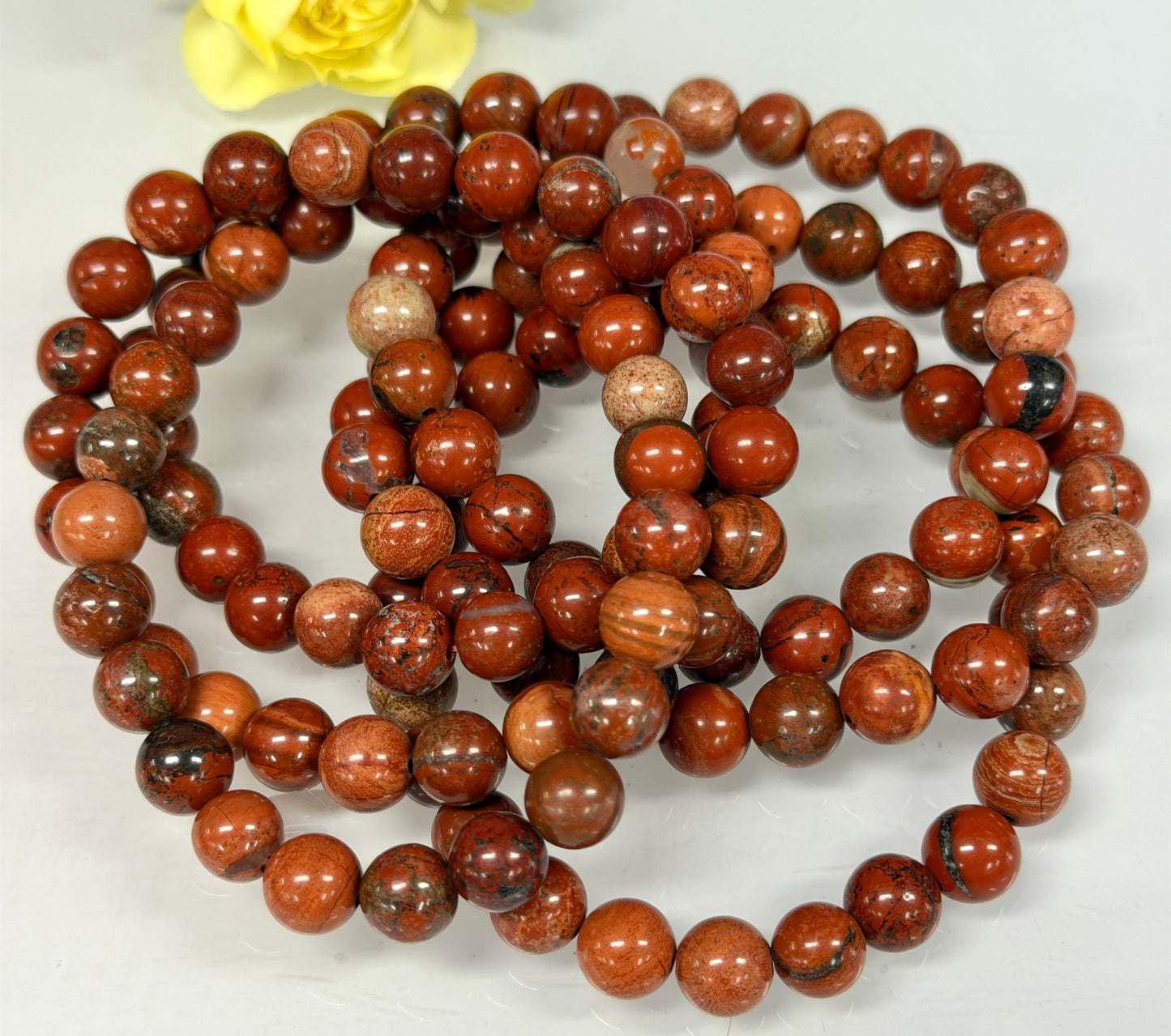 Wholesale 6 Pcs Natural Red Jasper 8mm 7.5” Crystal Healing Stretch Bracelet