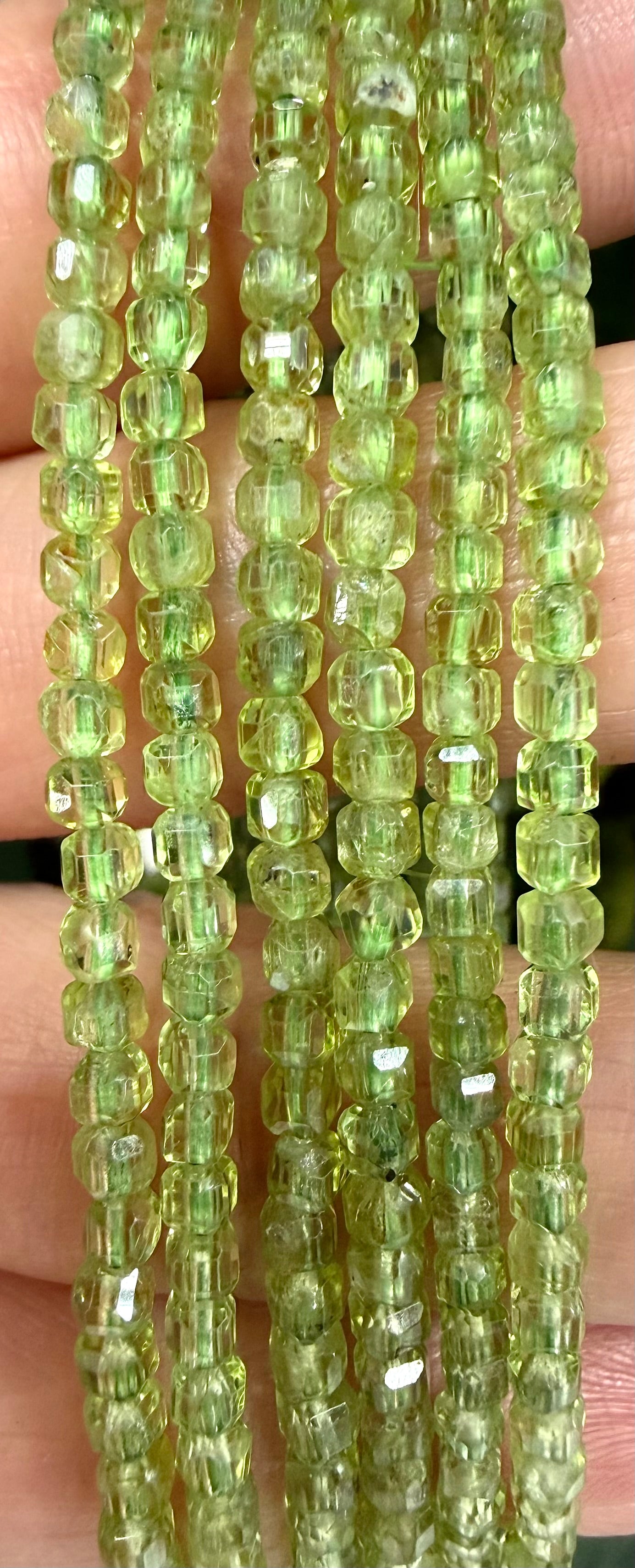 6 PCs Natural Peridot Faceted 3.2mm Stretch Bracelet 7”