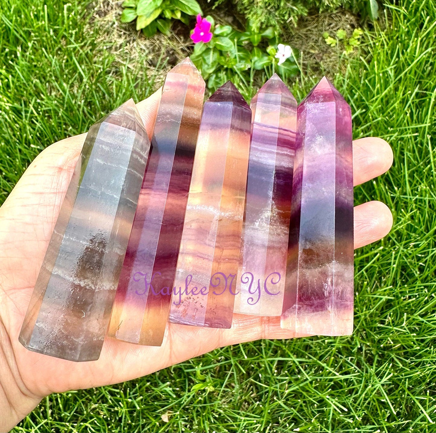 Wholesale Lot 1 Lb Natural Rainbow Fluorite Obelisk Tower Point Crystal Energy