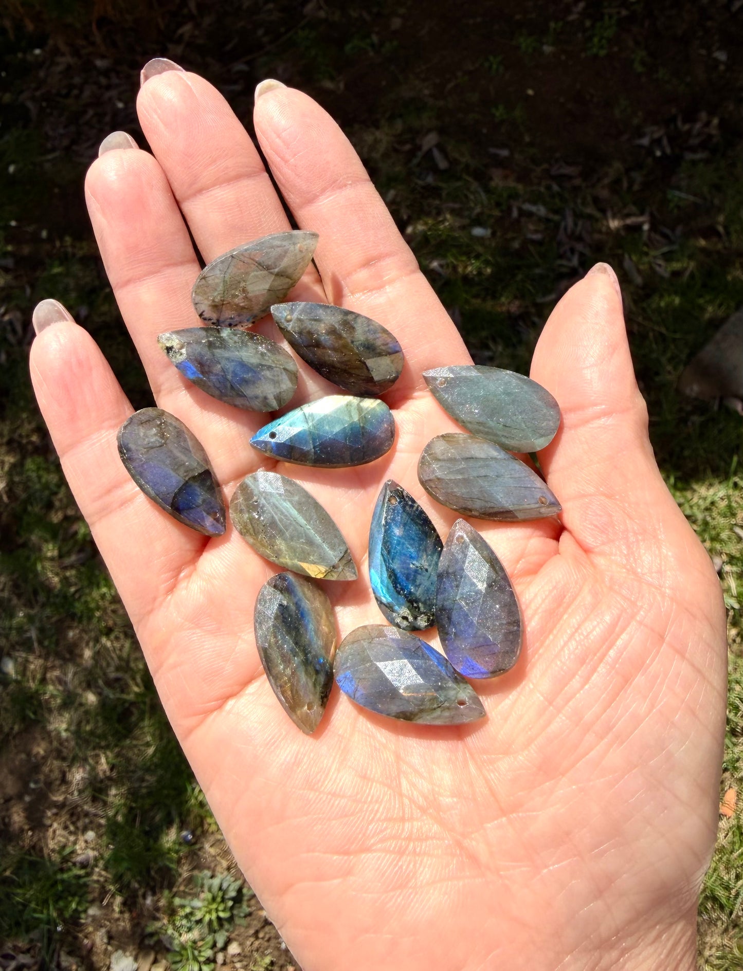 Wholesale Lot 12pcs Natural Labradorite Faceted Cabochon Crystal Healing Energy ~25mm