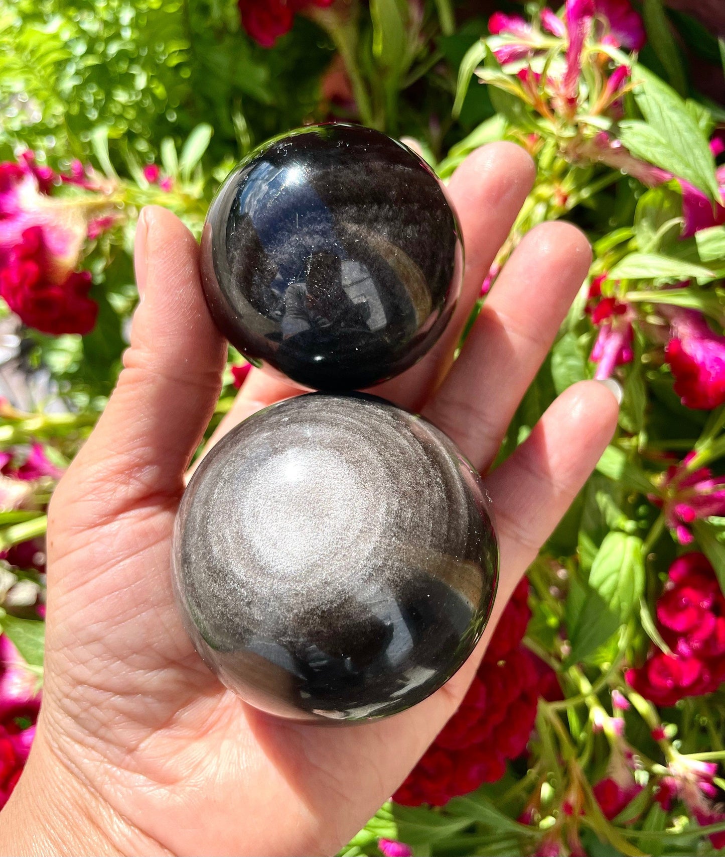 Wholesale Lot 4 to 6 pcs Natural Silver Sheen Obsidian Sphere Crystal Ball Healing 1.9 to 2 lbs