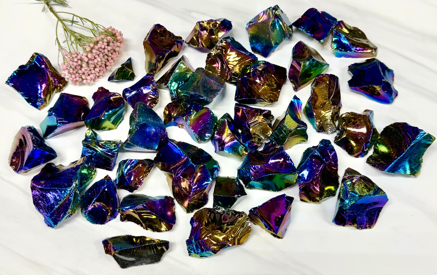 2 lb Titanium Aura Black Obsidian Rough Crystal