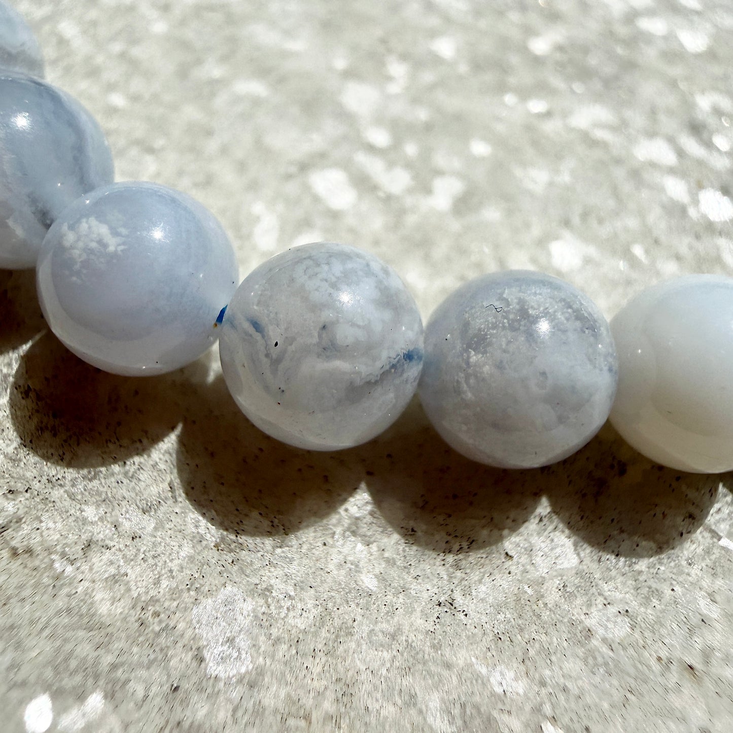 Wholesale 6 Pcs 5mm Blue Lace Agate Natural Crystal Healing Stretch Bracelet 7.5”