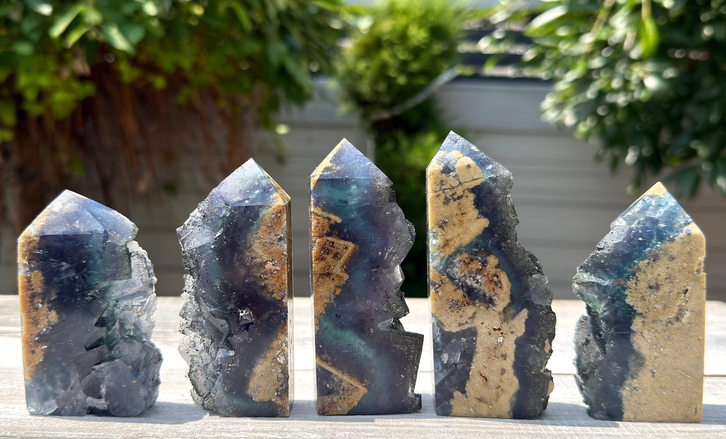 Wholesale 2 lbs Blue Cubic Fluorite with Pyrite Tower Natural Crystal Energy