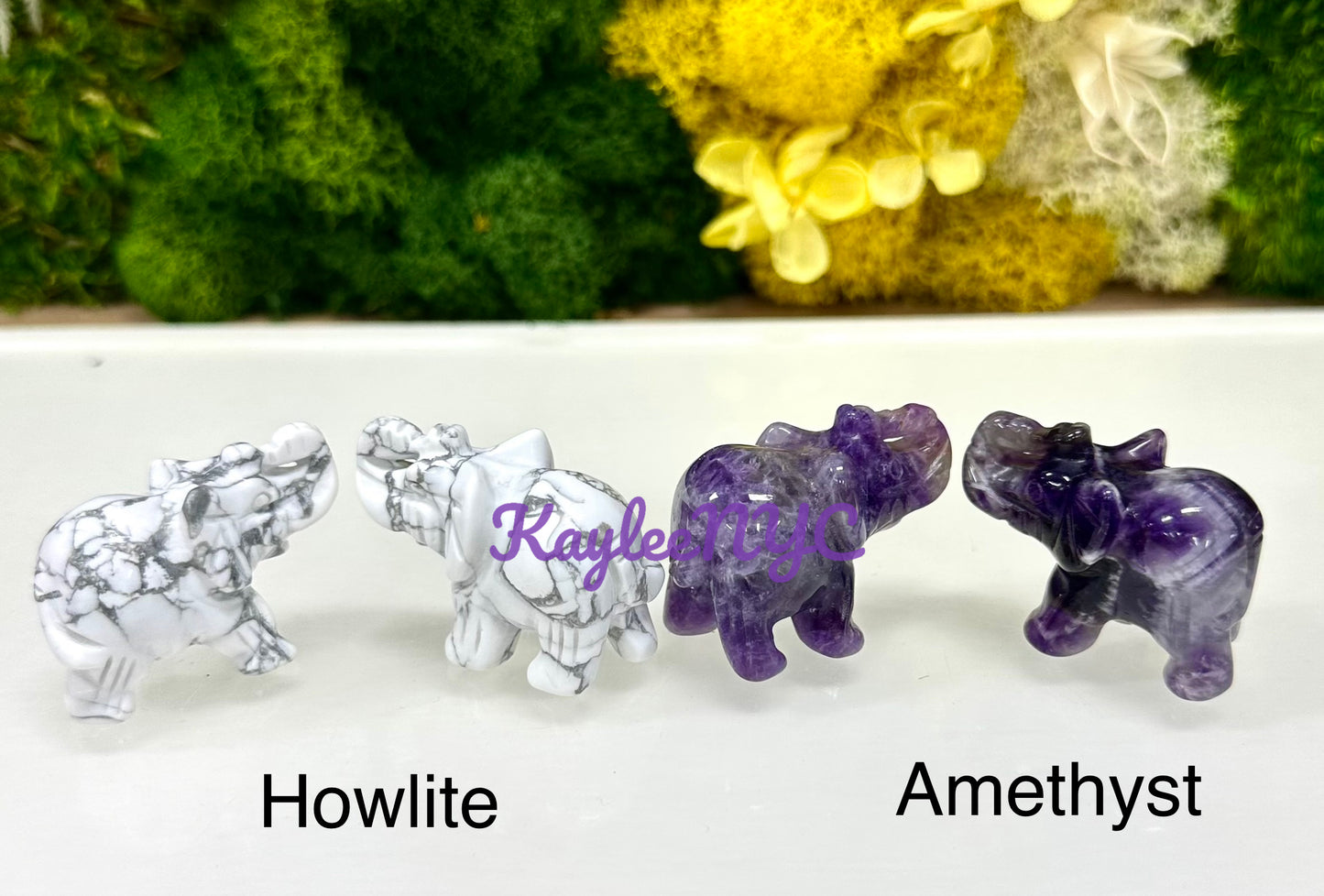 8 PCs 1.5” Mix Natural Crystal Elephant