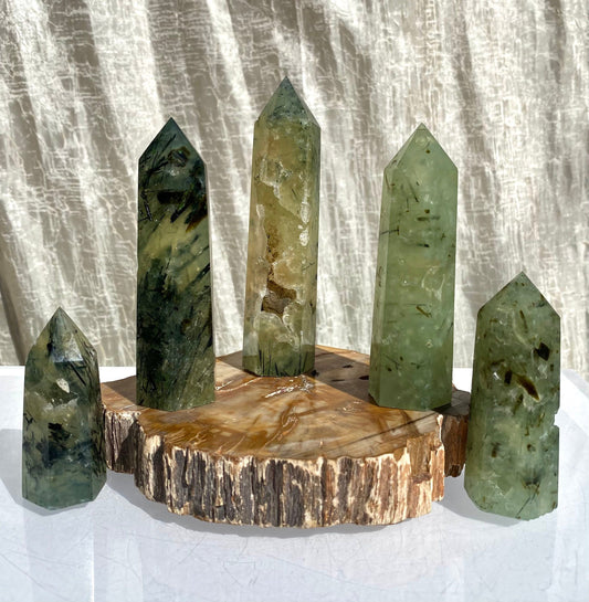 Wholesale Lot 1 lb Natural Prehnite Tower Obelisk Point Wand Crystal Energy Healing