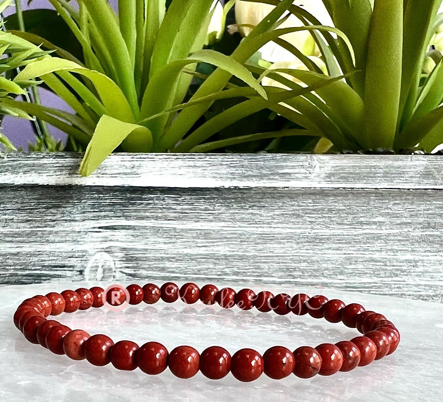 Wholesale Lot 6 Pcs Natural Red Jasper 4mm 7.5” Crystal Healing Stretch Bracelet