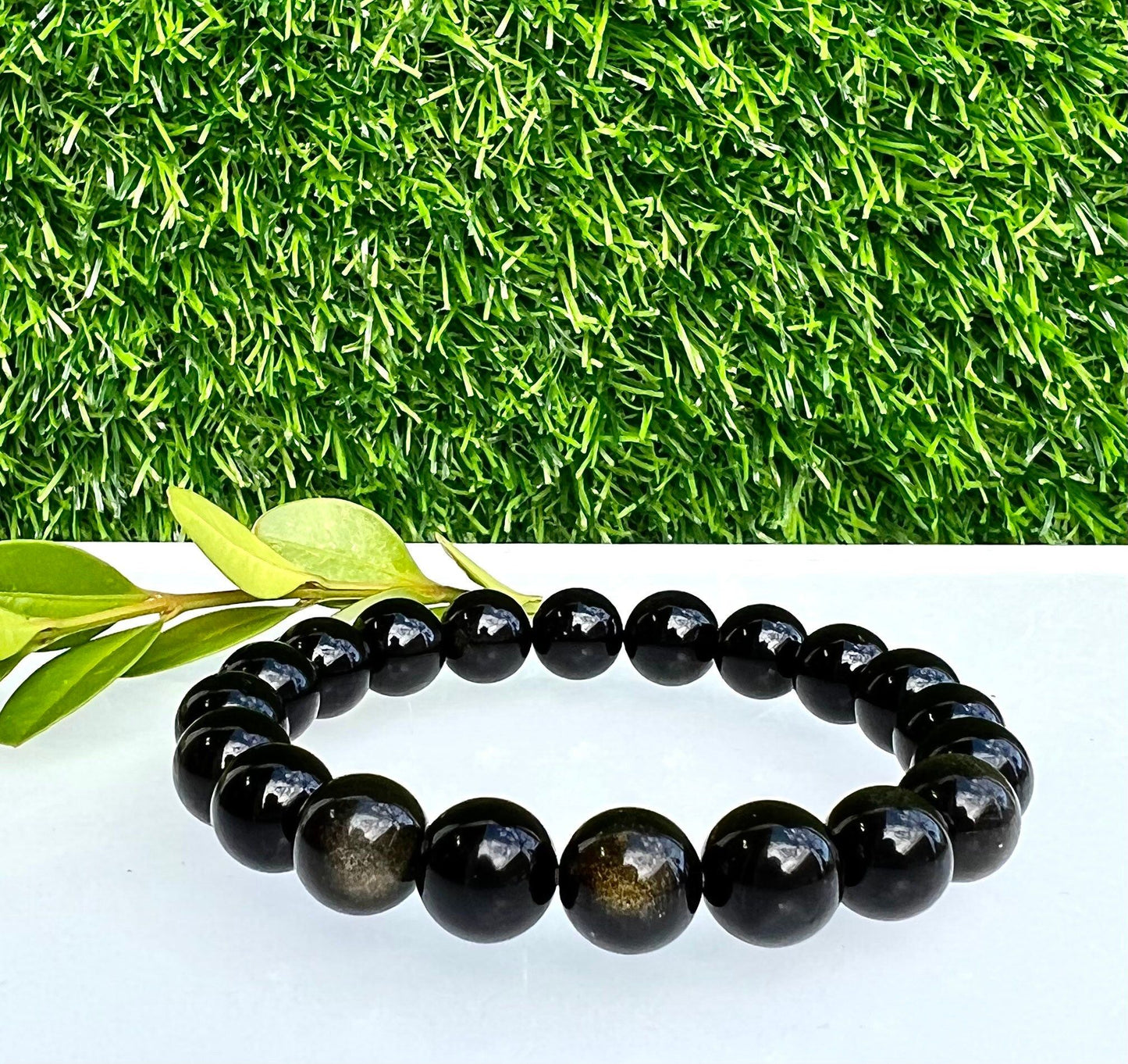 Wholesale Lot 6 Pcs Natural Gold Sheen Obsidian 10mm 7.5” Crystal Healing Stretch Bracelet