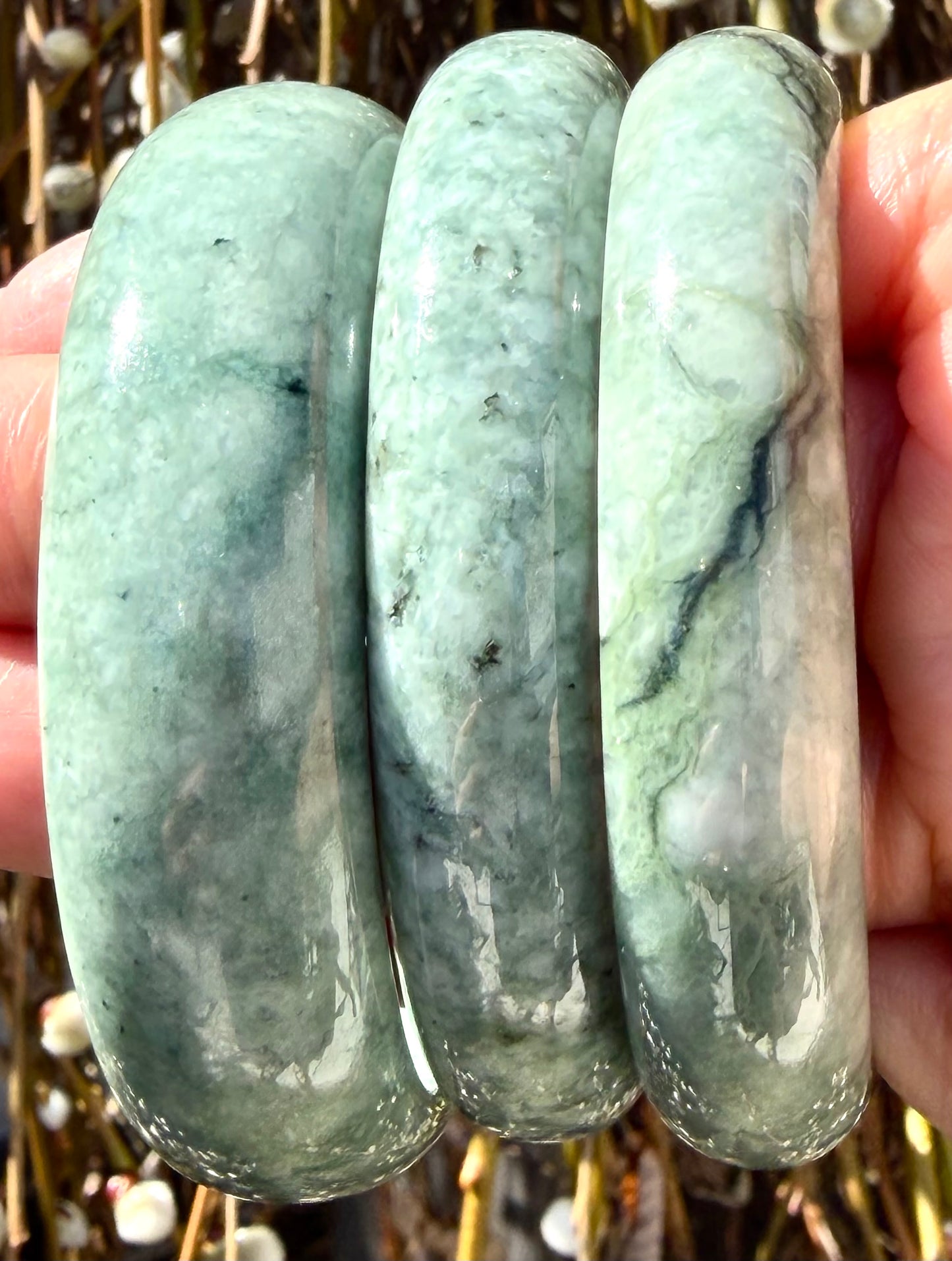 Wholesale 3 Pcs Natural Burma Jade Bangle Bracelet Crystal Healing