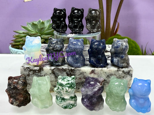 14 PCs 3cm Crystal Lucky Cats