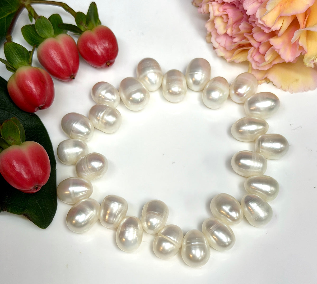 Wholesale 6 Pcs 8x12mmNatural Freshwater Pearl Healing Stretch Bracelet 7.3”