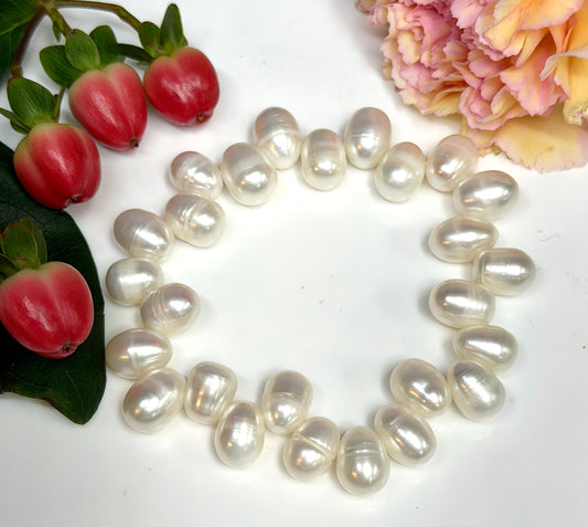 Wholesale 6 Pcs 8x12mmNatural Freshwater Pearl Healing Stretch Bracelet 7.3”