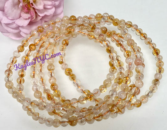 Wholesale Lot 6 Pcs Citrine 4mm 7.5” Crystal Healing Stretch Bracelet