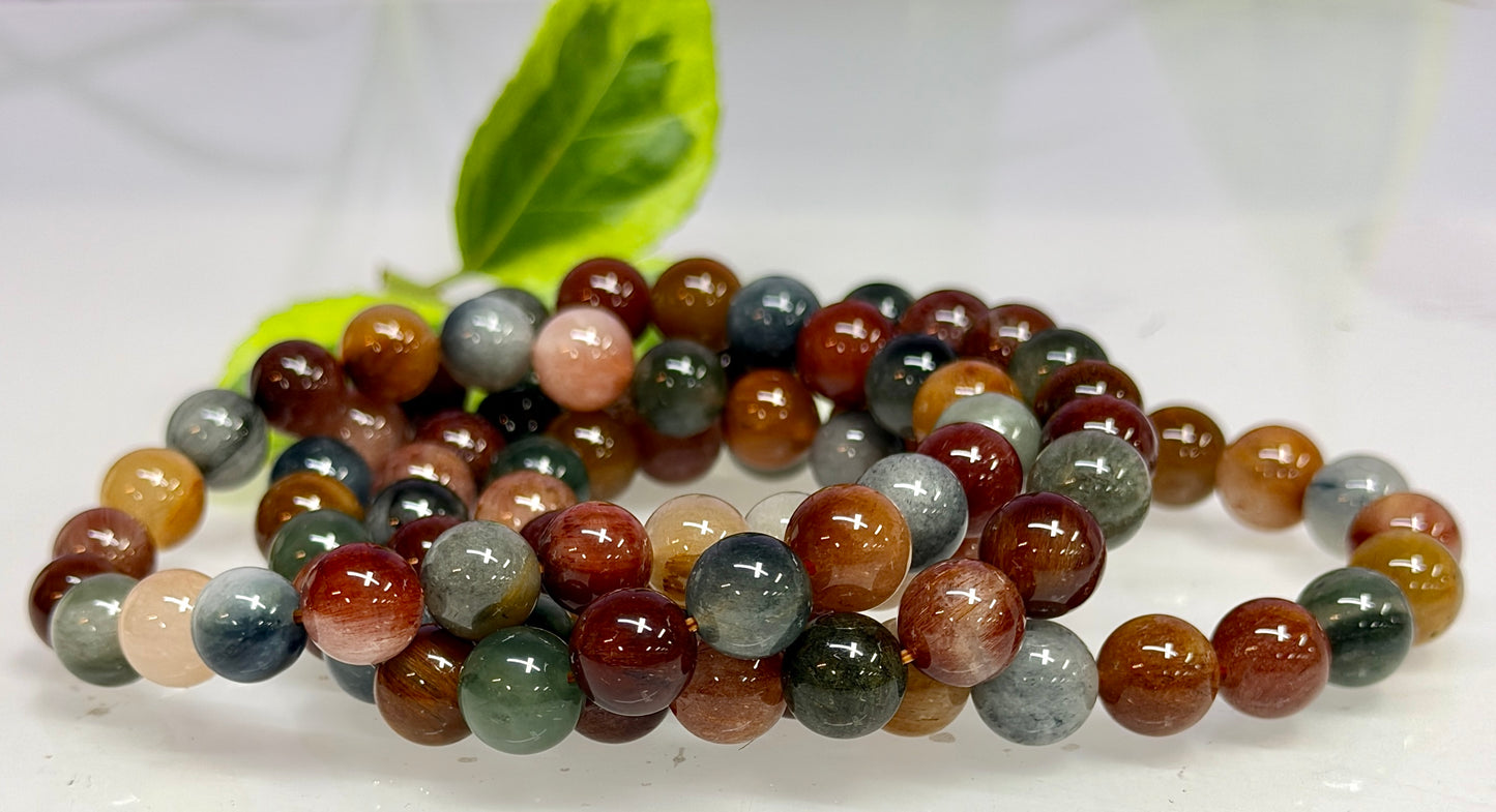Wholesale 4 Pcs Natural Amphibole Quartz 8-10mm Crystal Healing Stretch Bracelet