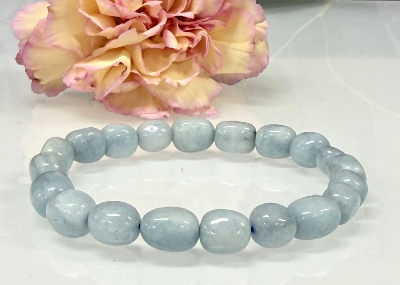Wholesale 6 Pcs ~8mm Aquamarine Natural Crystal tumble Stretch Bracelet 7.5”